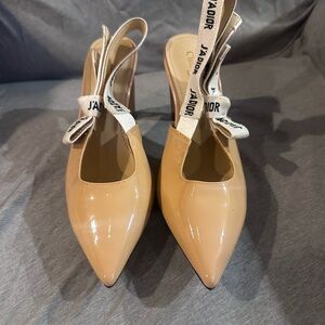 Dior Nude Patent Leather Slingback Heels